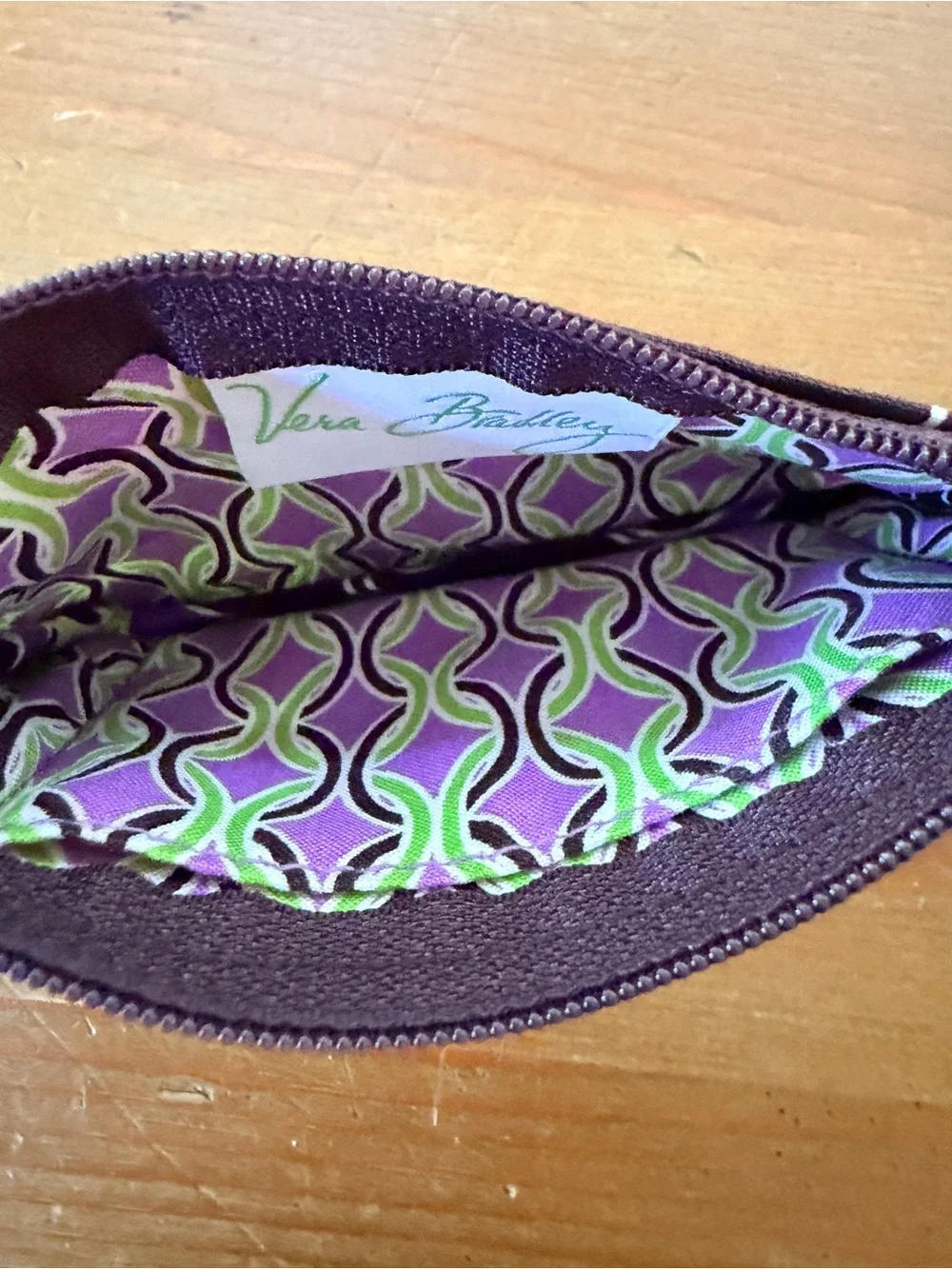Vera Bradley Retired Vintage Purple Punch Pattern ID Wallet Split Keychain